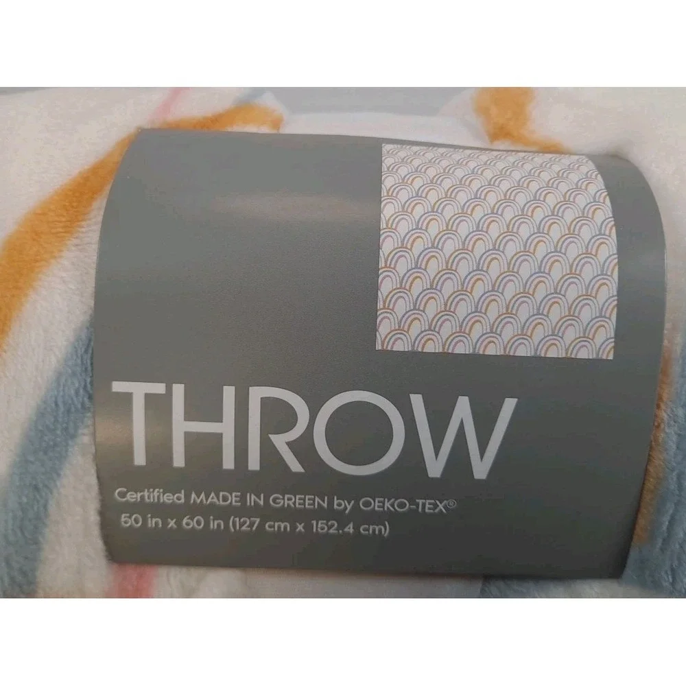 NWT‎ Target Throw Blanket Rainbow Stripe Soft Plush 50x60 Made In Green Oeko-Tex